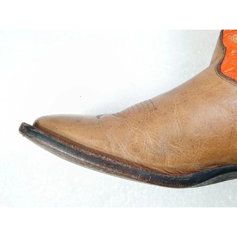 Nocona Men’s Cowboy Boots 8.5 D Brown Leather Orange Shaft USA Western